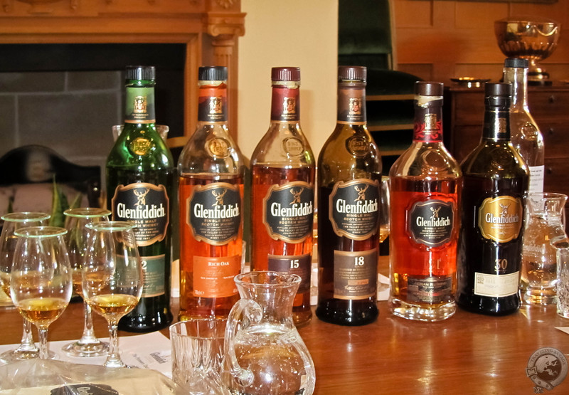 Tasting Array at Glenfiddich Pioneer's Tour