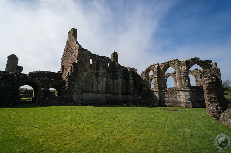 Outside Crossraguel Abbey's chapter house and choir