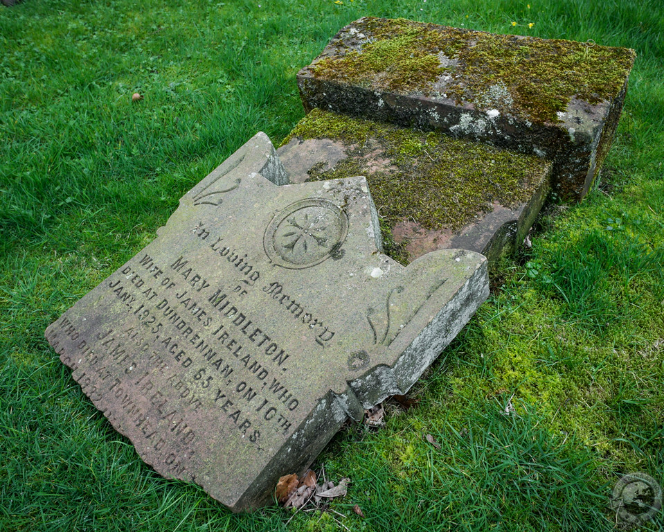Fallen headstone at Dundrennan Abbey