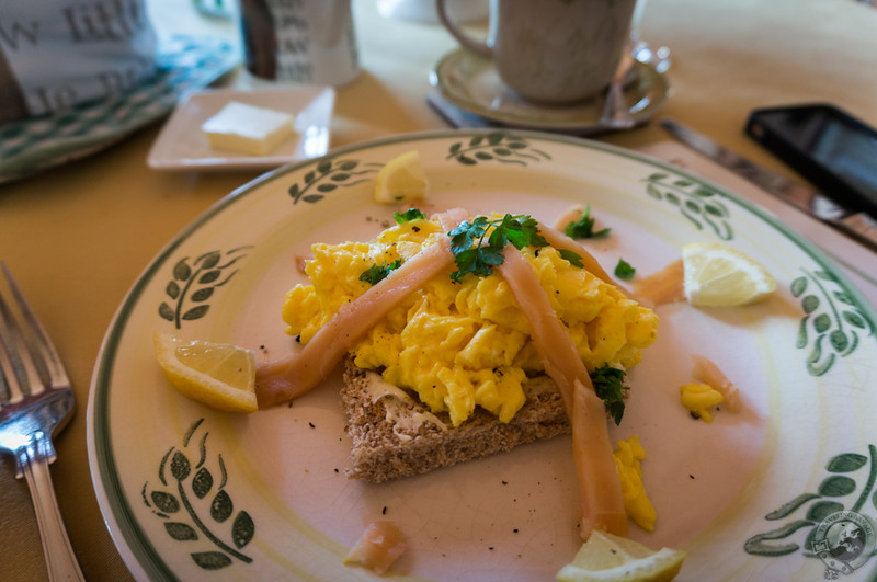 Salmon and eggs for breakfast