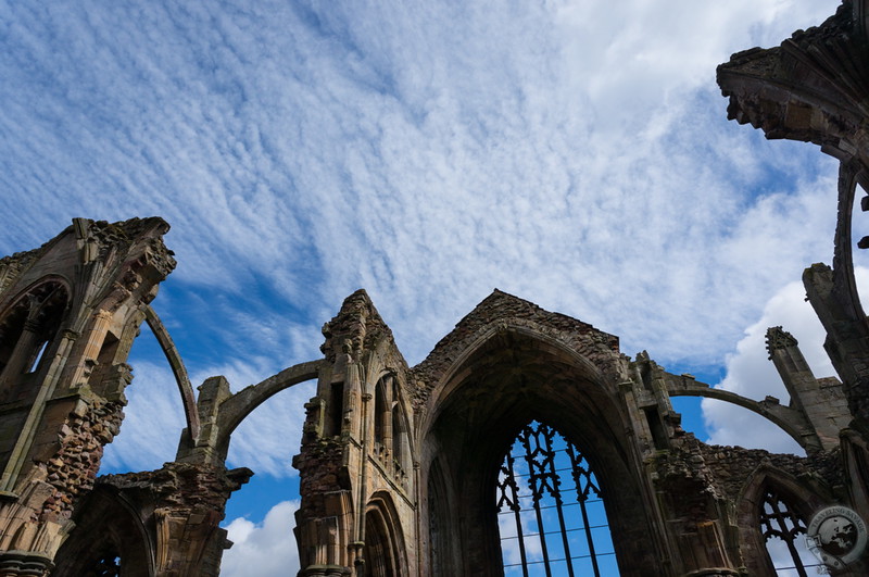 The sky above broken Melrose Abbey