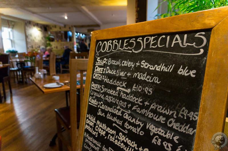 Menu at the Cobbles Inn in Kelso