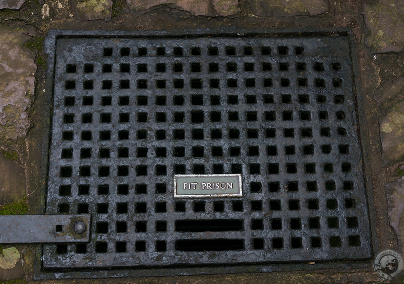 The entrance grate to Hailes Castle's pit prison