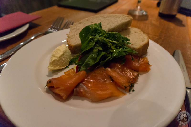 Whisky-cured salmon with sour-cream butter