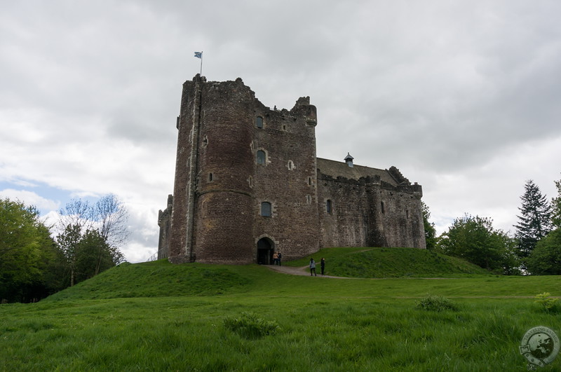 Doune Castle beneath an overcast sky