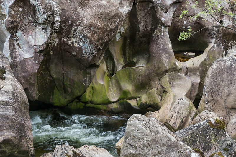 Water surging through the Nevis Gorge