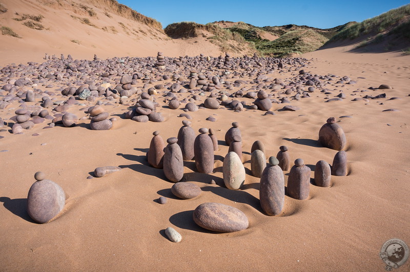 Dolmen "people" on the beach at Redpoint