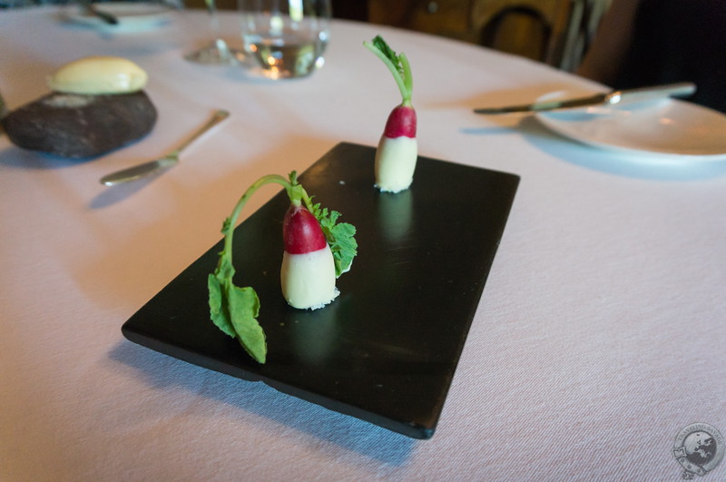 Radish in cream and Maldon salt