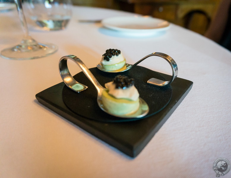 Pistachio ice cream with smoked herring roe