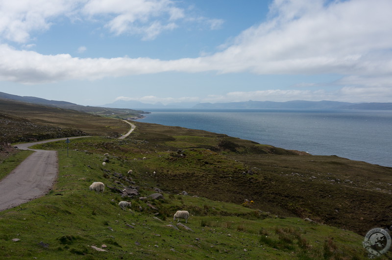 Applecross's winding road and views out to the Isle of Skye