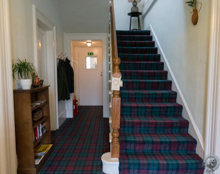 Tartan carpeting - you know you're in Scotland!