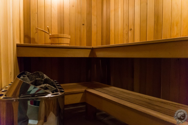 Inside the bathroom sauna