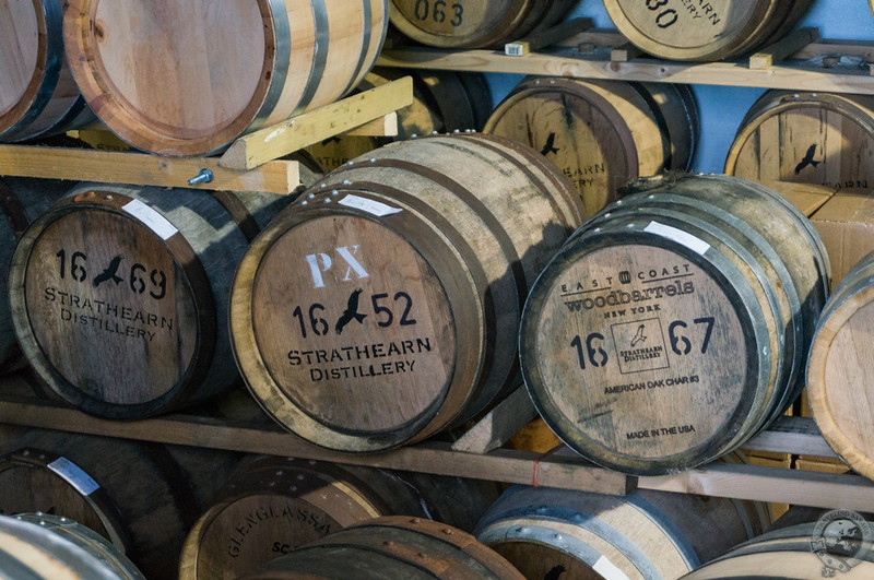 Small casks aging in Strathearn's warehouse