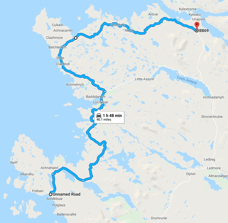 Map of the Wee Mad Road of Sutherland